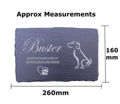 Memorial Plaque Personalised Engraved Natural Slate Dog Design Pet Grave Marker