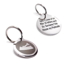 PawGear Pet ID Tags Personalised Engraved Polished Stainless Steel Round Dog Cat ( Bone/Bowl )