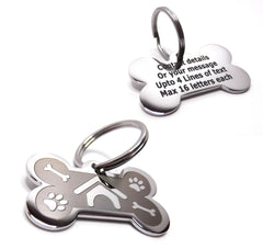 PawGear Pet ID Tags Personalised Engraved Polished Stainless Steel Dog Cat Bones ( Paws Home and Bones )