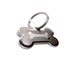 PawGear Pet ID Tags Personalised Engraved Polished Stainless Steel Dog Cat Bones (Bone within Bone )