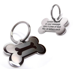PawGear Pet ID Tags Personalised Engraved Polished Stainless Steel Dog Cat Bones (Bone within Bone )