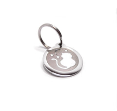 PawGear Pet ID Tags Personalised Engraved Polished Stainless Steel Round Cat ( Cat , Moon and Stars )