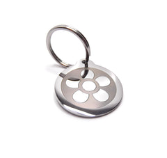PawGear Pet ID Tags Personalised Engraved Polished Stainless Steel Round Dog Cat ( Flower )