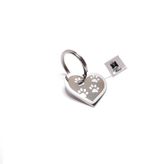 PawGear Pet ID Tag Personalised Engraved Polished Stainless Steel Heart Walking Paws Dog Cat