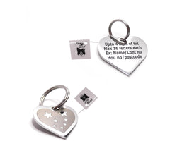 PawGear Pet ID Tag Personalised Engraved Polished Stainless Steel Heart Stars Dog Cat