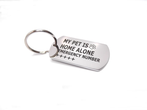 PawGear Pet ID Tags Personalised Engraved Polished Stainless Steel Dog Puppy Key Ring (My Pets all alone)