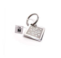 PawGear Pet ID Tags Personalised Engraved Polished Stainless Steel Diamond shape Scooby tag Dog Cat ( Top Dog )