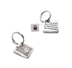 PawGear Pet ID Tags Personalised Engraved Polished Stainless Steel Diamond shape Scooby tag Dog Cat ( Heart & Paw )