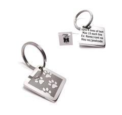PawGear Pet ID Tags Personalised Engraved Polished Stainless Steel Diamond shape Scooby tag Dog Cat ( Walking Paws )