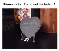 Memorial Plaque Personalised Engraved Natural Slate Heart Shape Dog Grave Marker