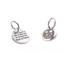 PawGear Pet ID Tags Personalised Engraved Polished Stainless Steel Round Dog Cat Stars